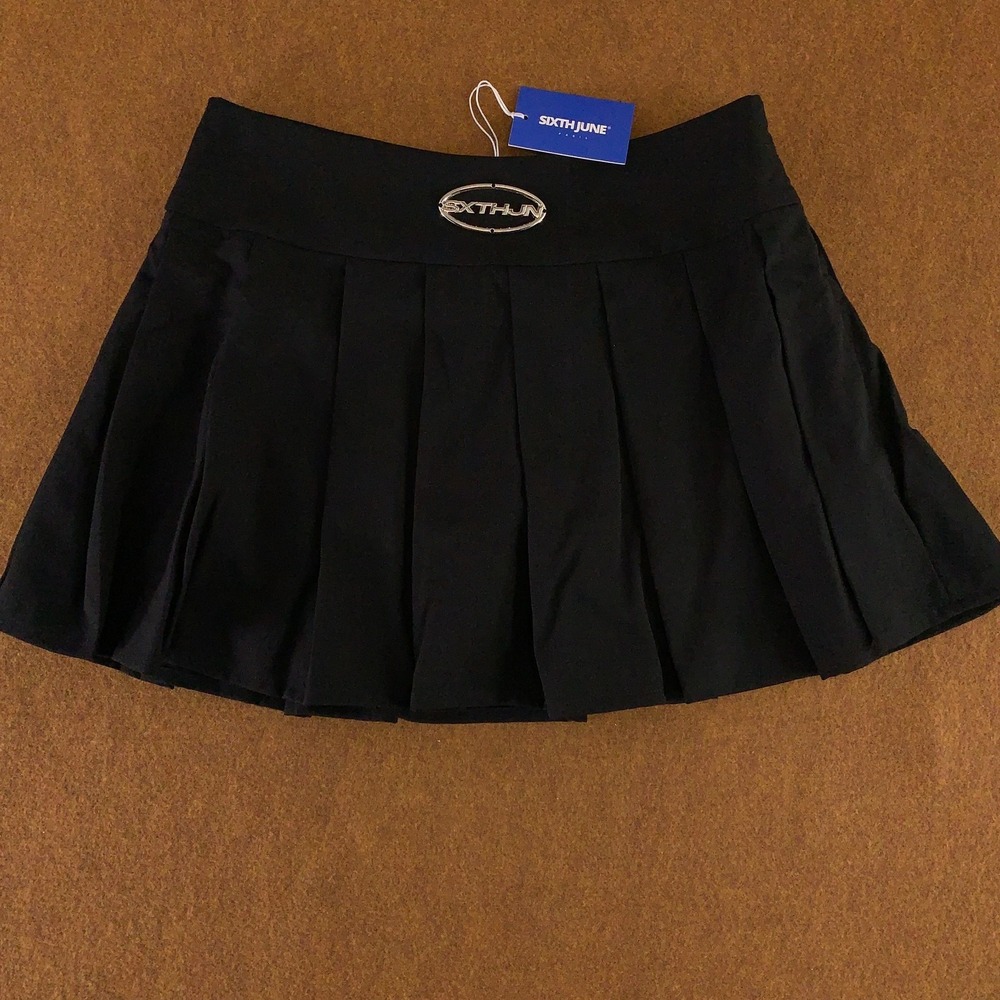 Sixth June Womens Size Medium Black High Rise Pleated Mini Skirt NWT
